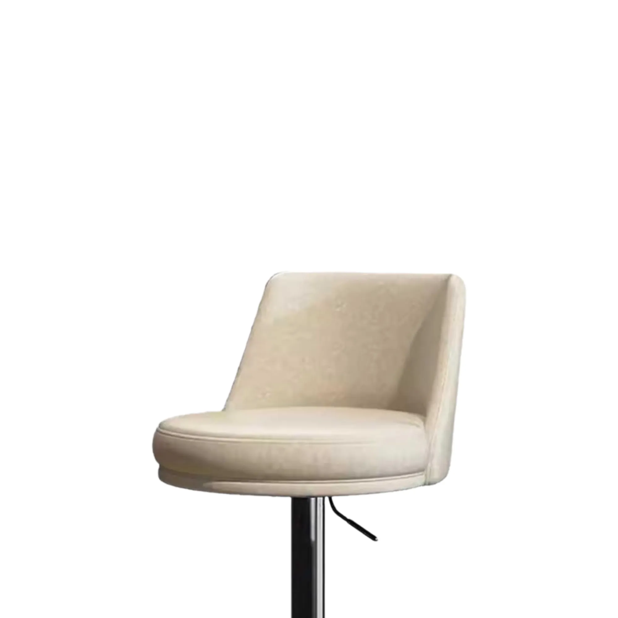 Adjustable Round Leather Bar Stool With Swivel And Stainless Steel Frame Beige