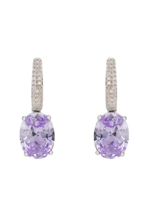 Alexandra Oval Drop Earrings Silver Lilac Amethyst