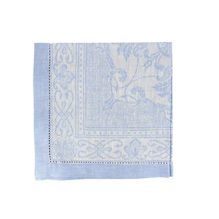 Astra Napkins Set of 6 - Ivory and Light Blue