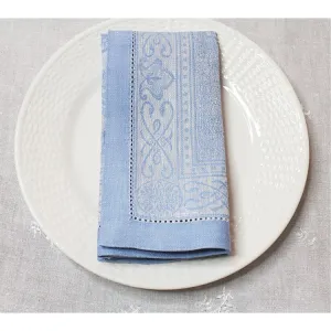 Astra Napkins Set of 6 - Ivory and Light Blue
