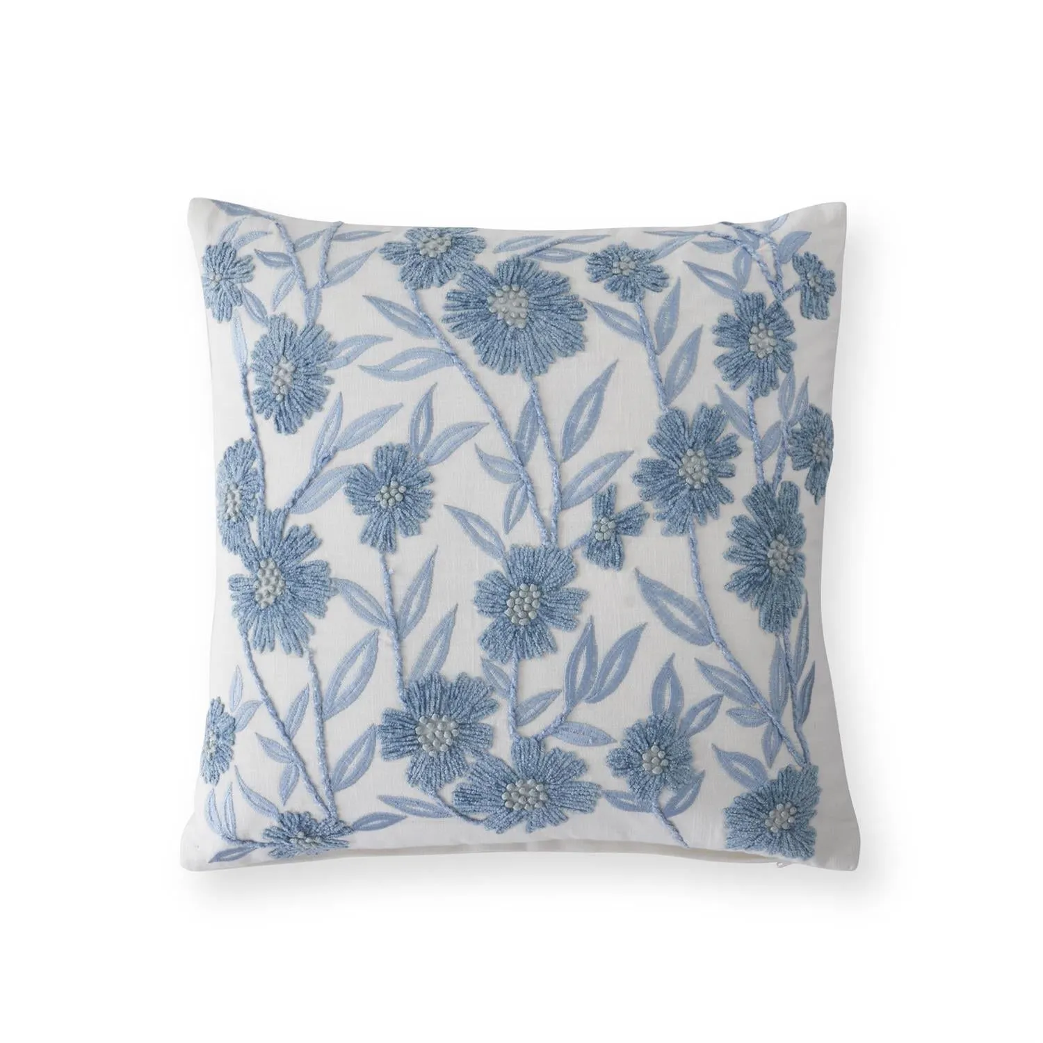 Blue Floral Square Pillow