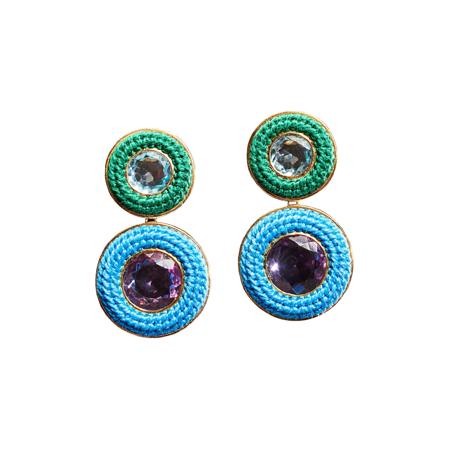 Bossa Earrings in Green and Blue