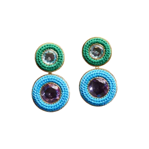 Bossa Earrings in Green and Blue