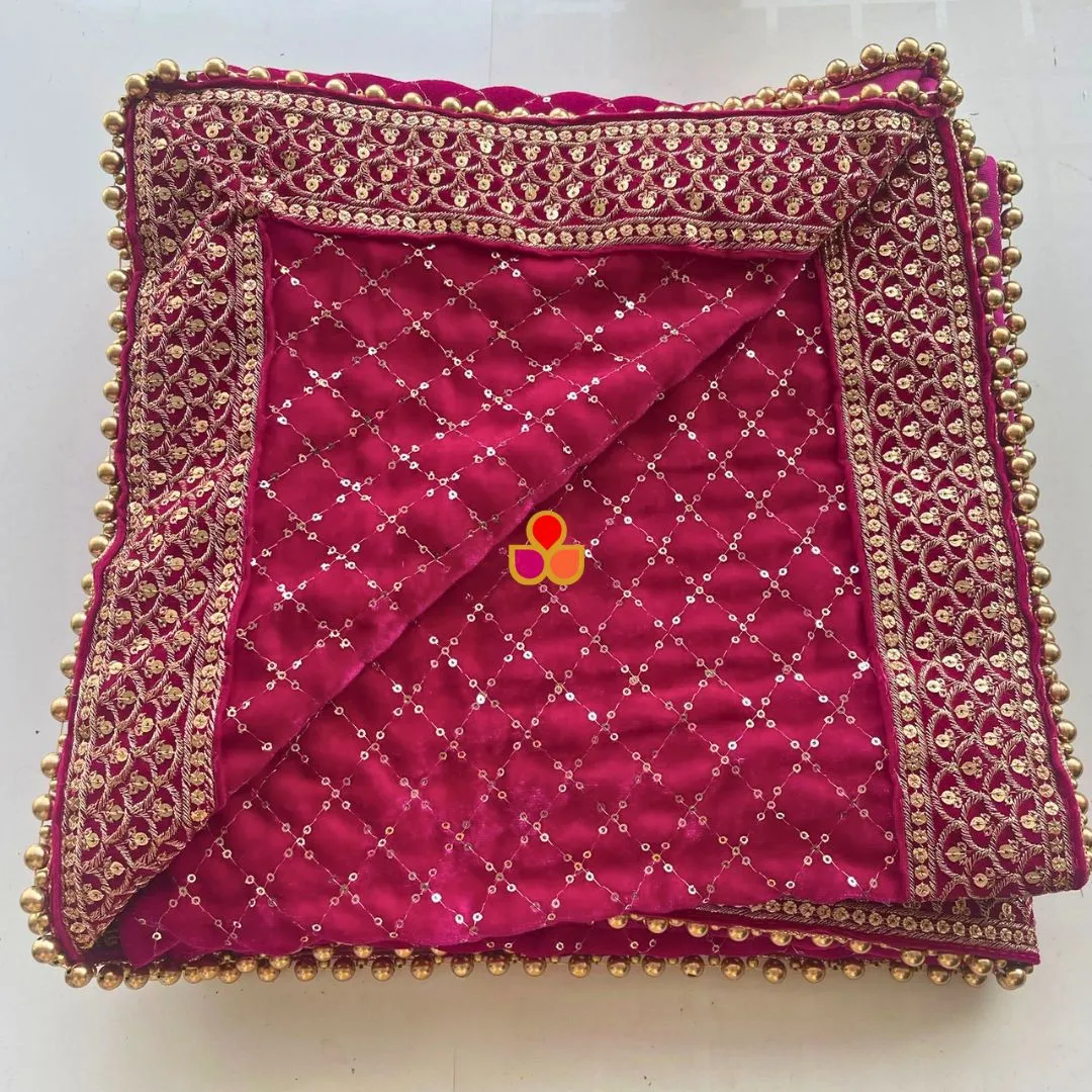 Bridal Sama Pink Embroidered Sequin Velvet Dupatta