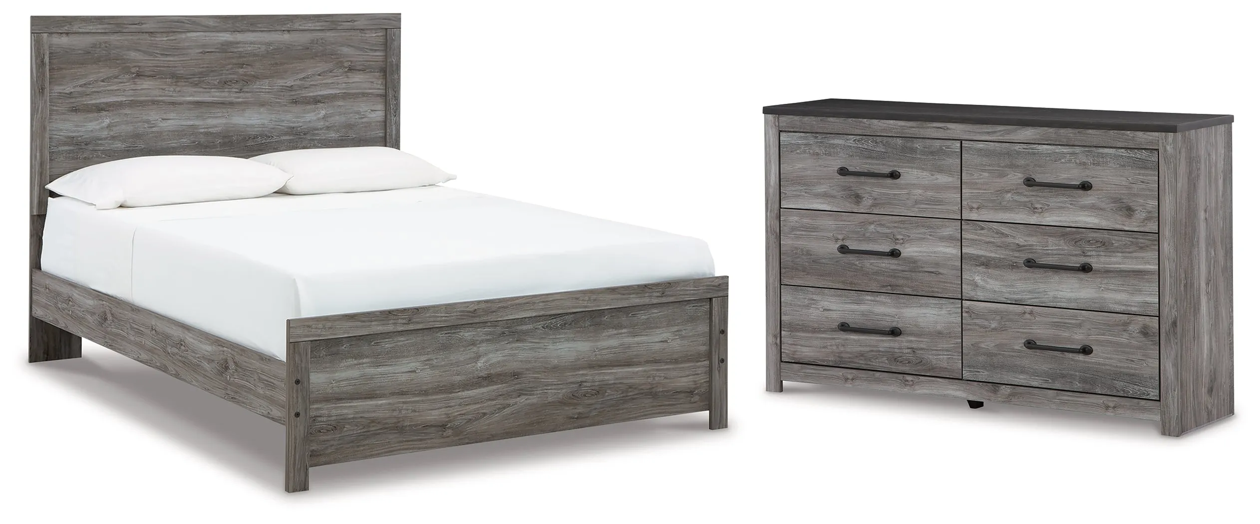 Bronyan Queen Panel Bed with Dresser in Dark Gray