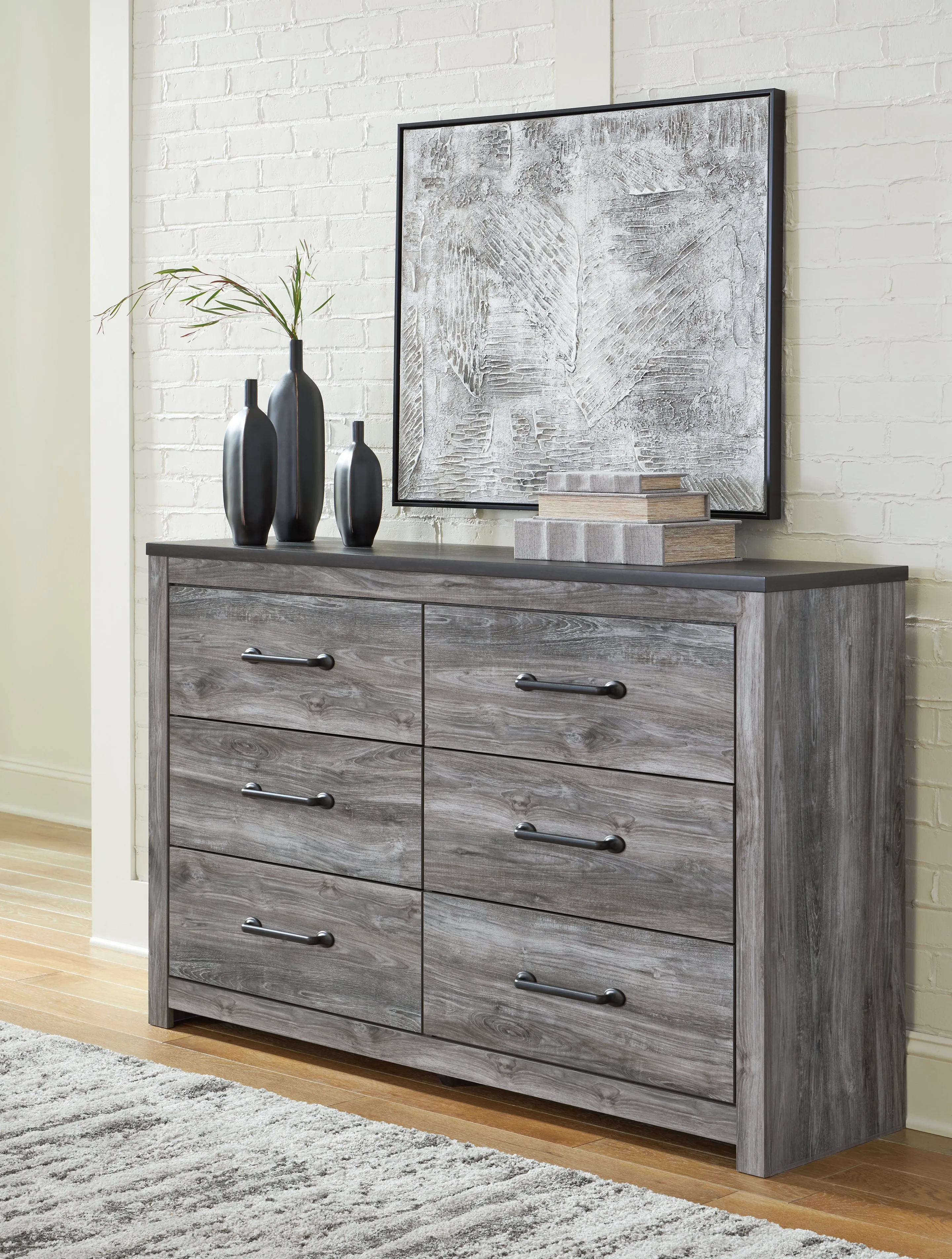 Bronyan Queen Panel Bed with Dresser in Dark Gray