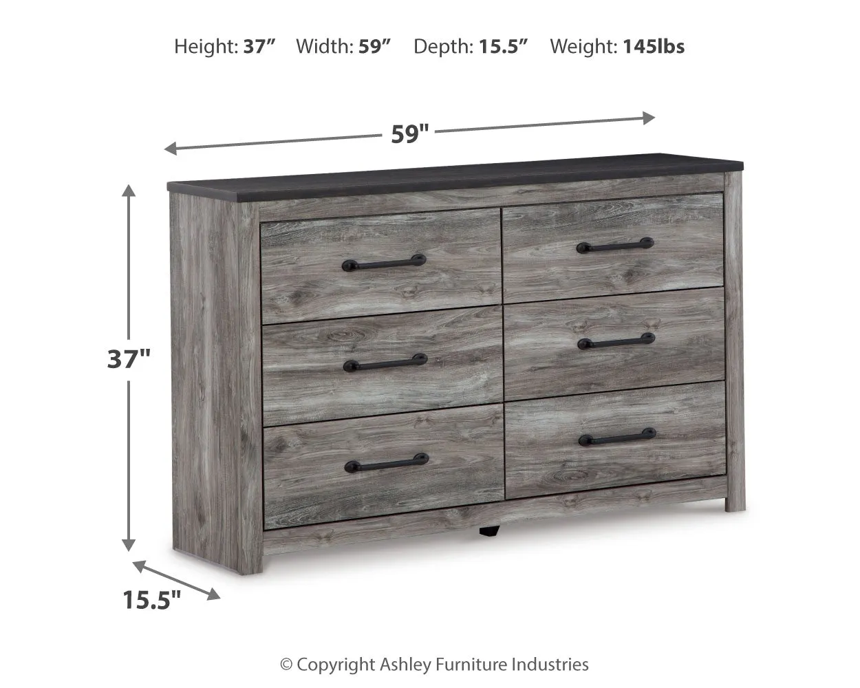Bronyan Queen Panel Bed with Dresser in Dark Gray
