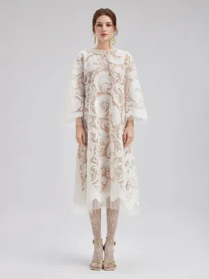 Custom Embroidered Lace Beaded Dress