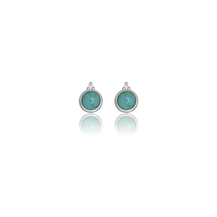 Diamonds by Georgini - Natural Turquoise and Two Natural Diamond December Earrings Silver