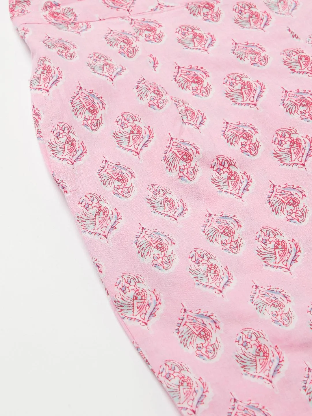 Divena Pink floral printed Cotton Kurta Pant set