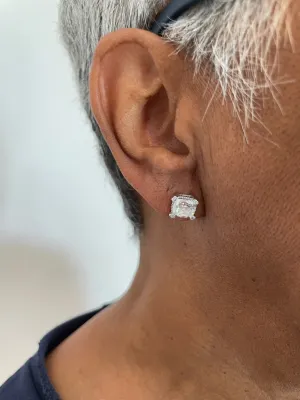 Dolce Square CZ Stud Earrings - Silver
