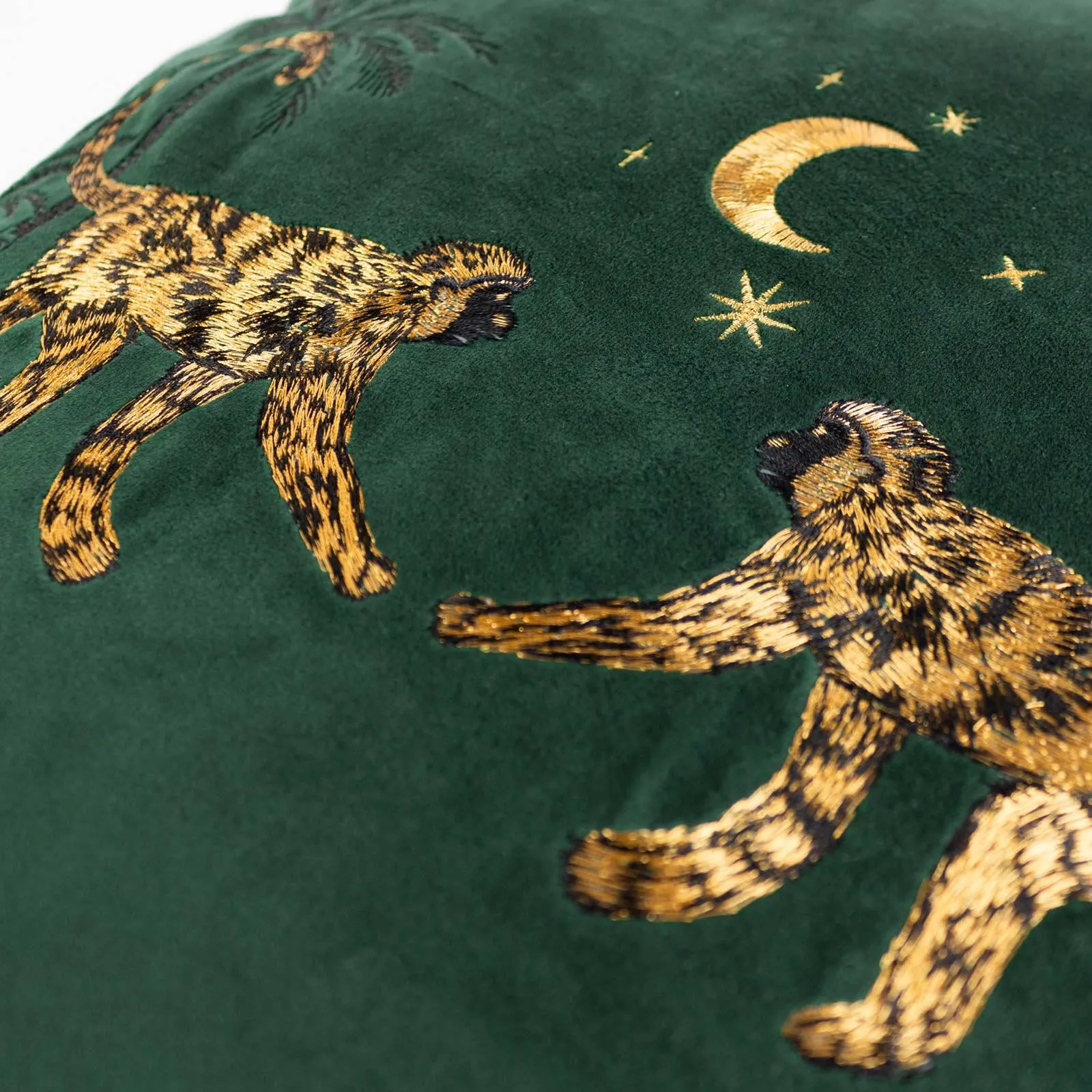 Dusk Monkey Embroidered Velvet Cushion Cover 20" x 20" (50cm x 50cm)