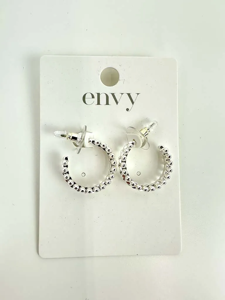 Envy Pyramid Studded Hoops - Silver