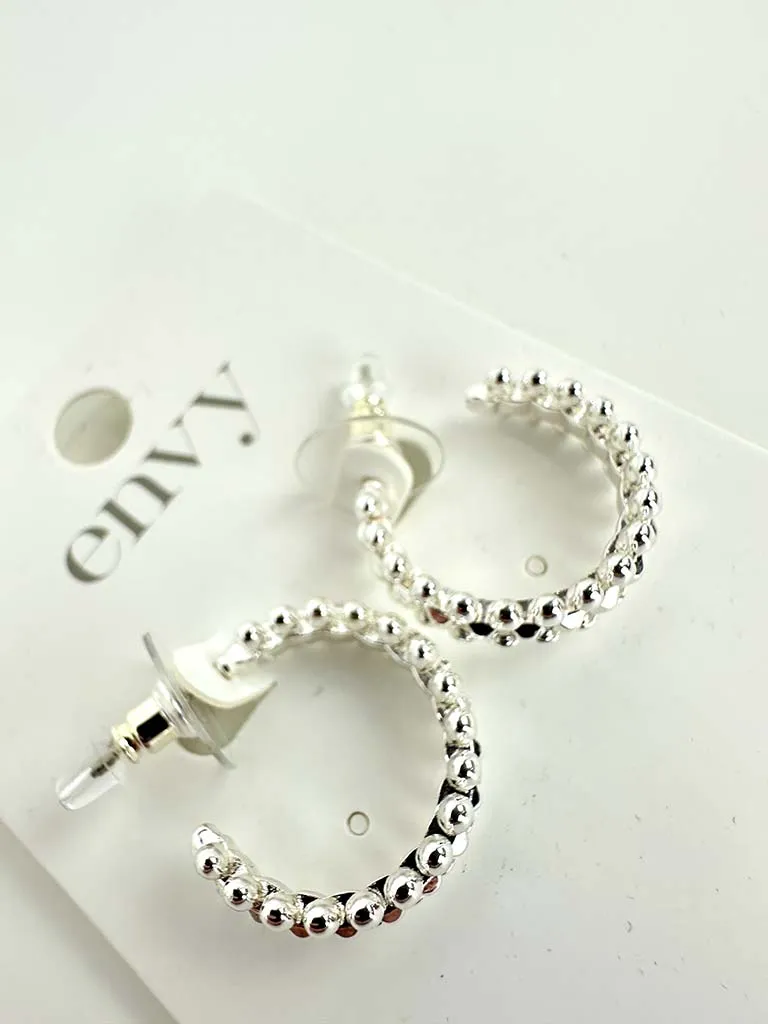 Envy Pyramid Studded Hoops - Silver
