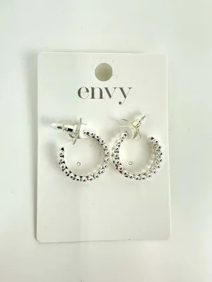 Envy Pyramid Studded Hoops - Silver
