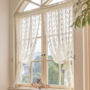 Estella Airy Lace Ivory Sheer Custom Curtain Embroidered