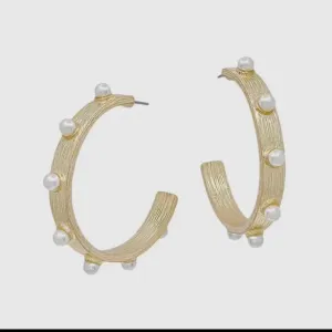 Gold & Pearl Studded Hoops