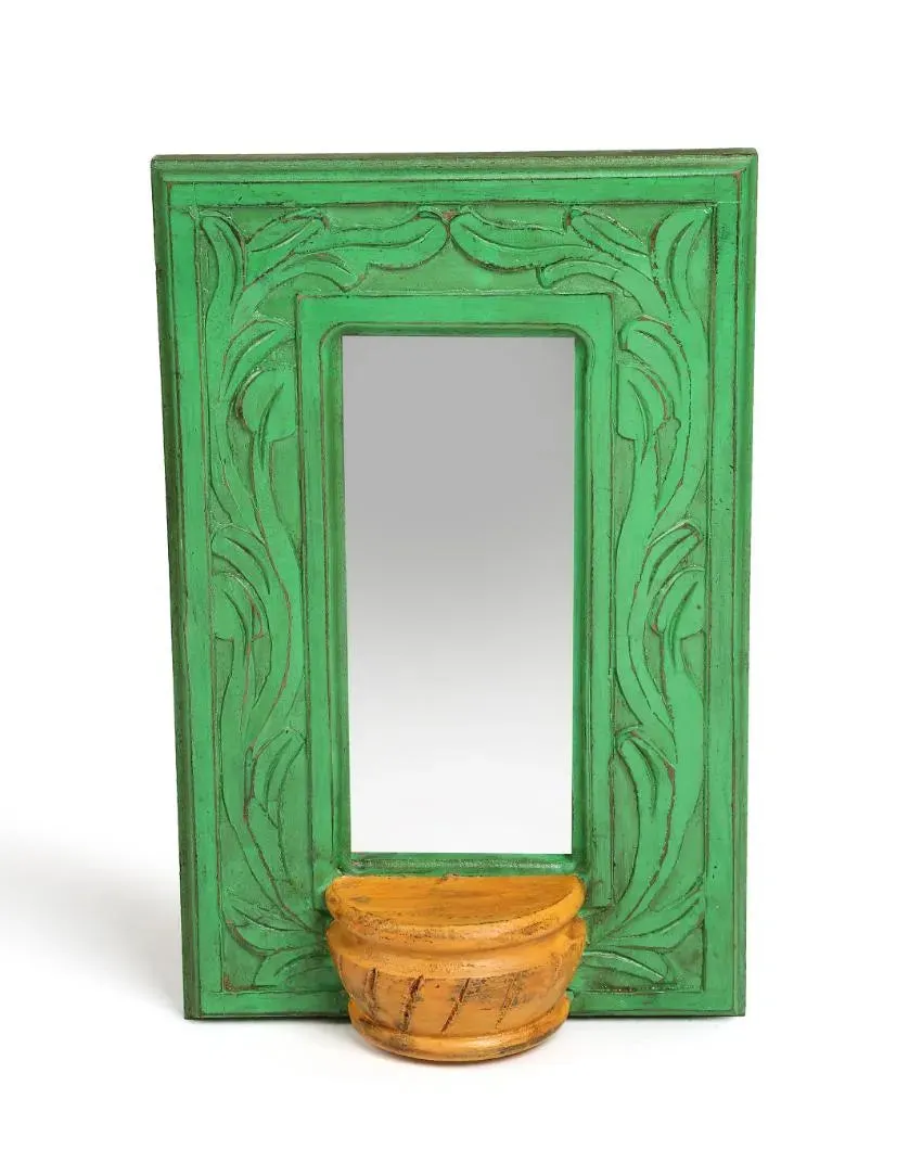 Green & Yellow Mango Wood Mirror