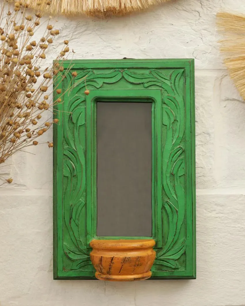 Green & Yellow Mango Wood Mirror
