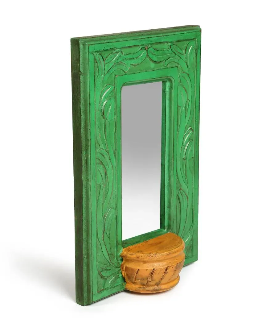 Green & Yellow Mango Wood Mirror
