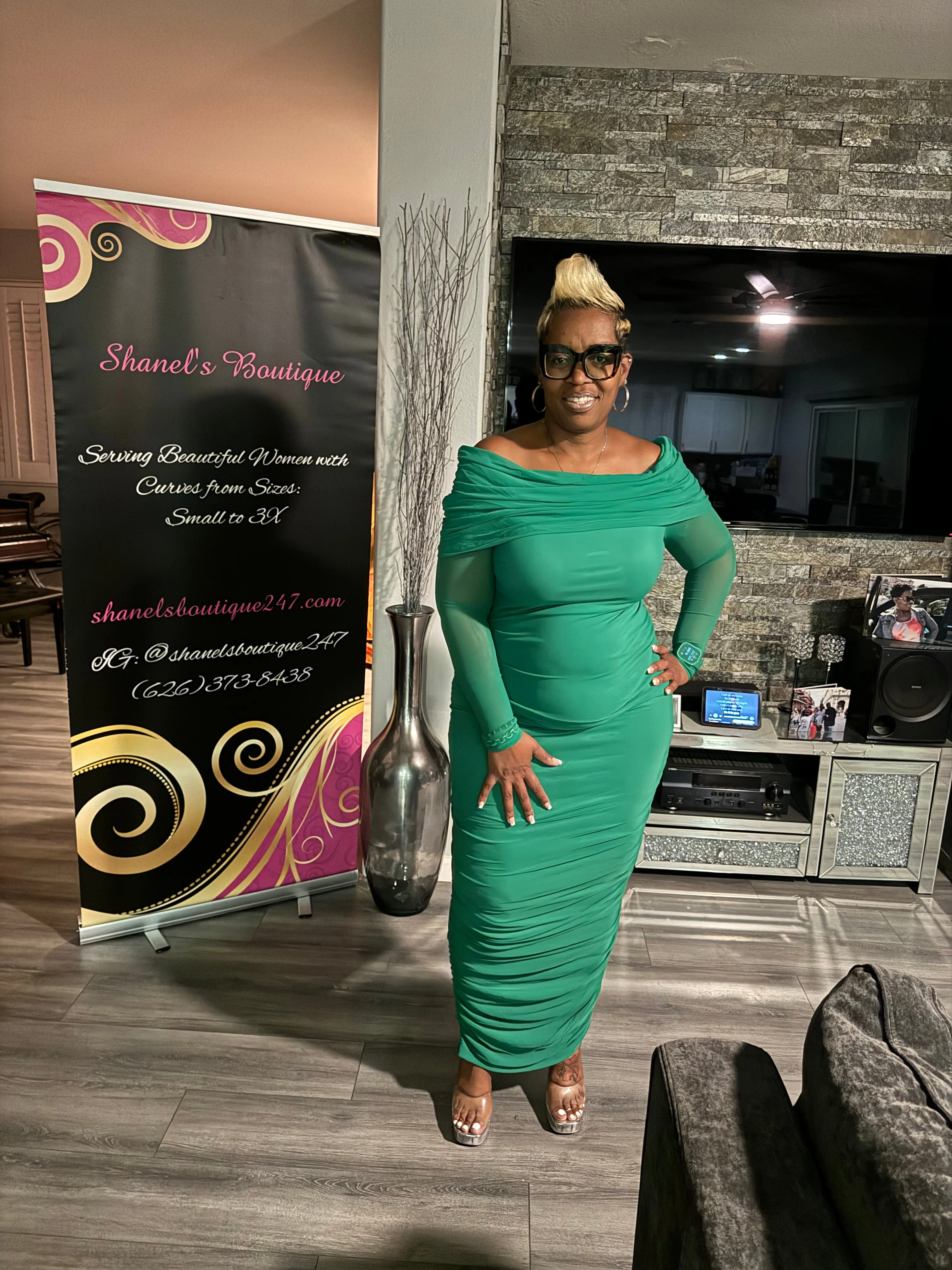 Green Off The Shoulder Dress