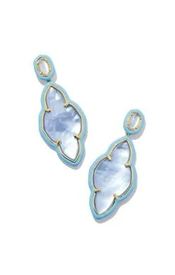 Kendra Scott Abbie Enamel Frame Gold Periwinkle Illusion Earrings