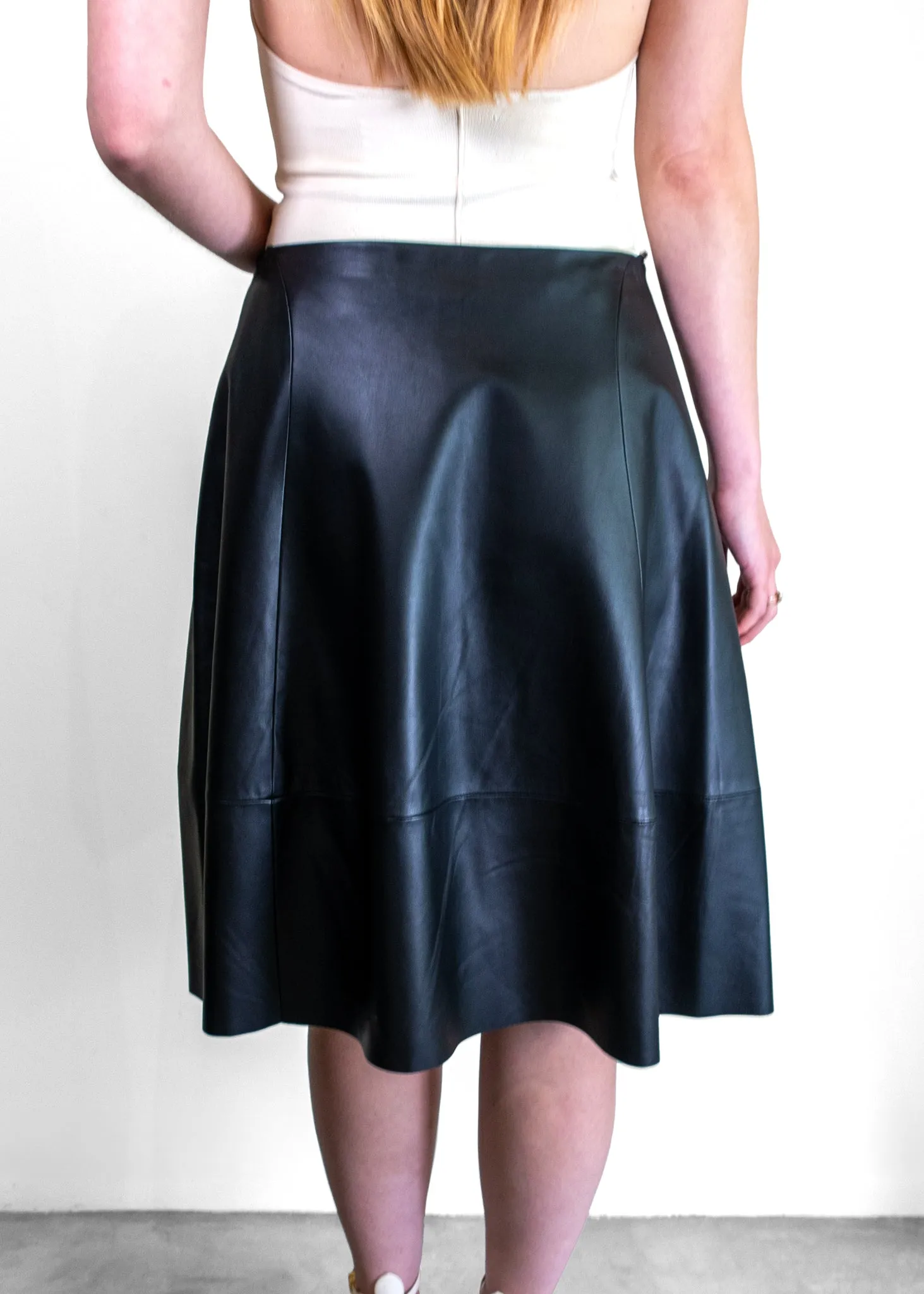 Louis Vuitton Leather Zip Front Skirt