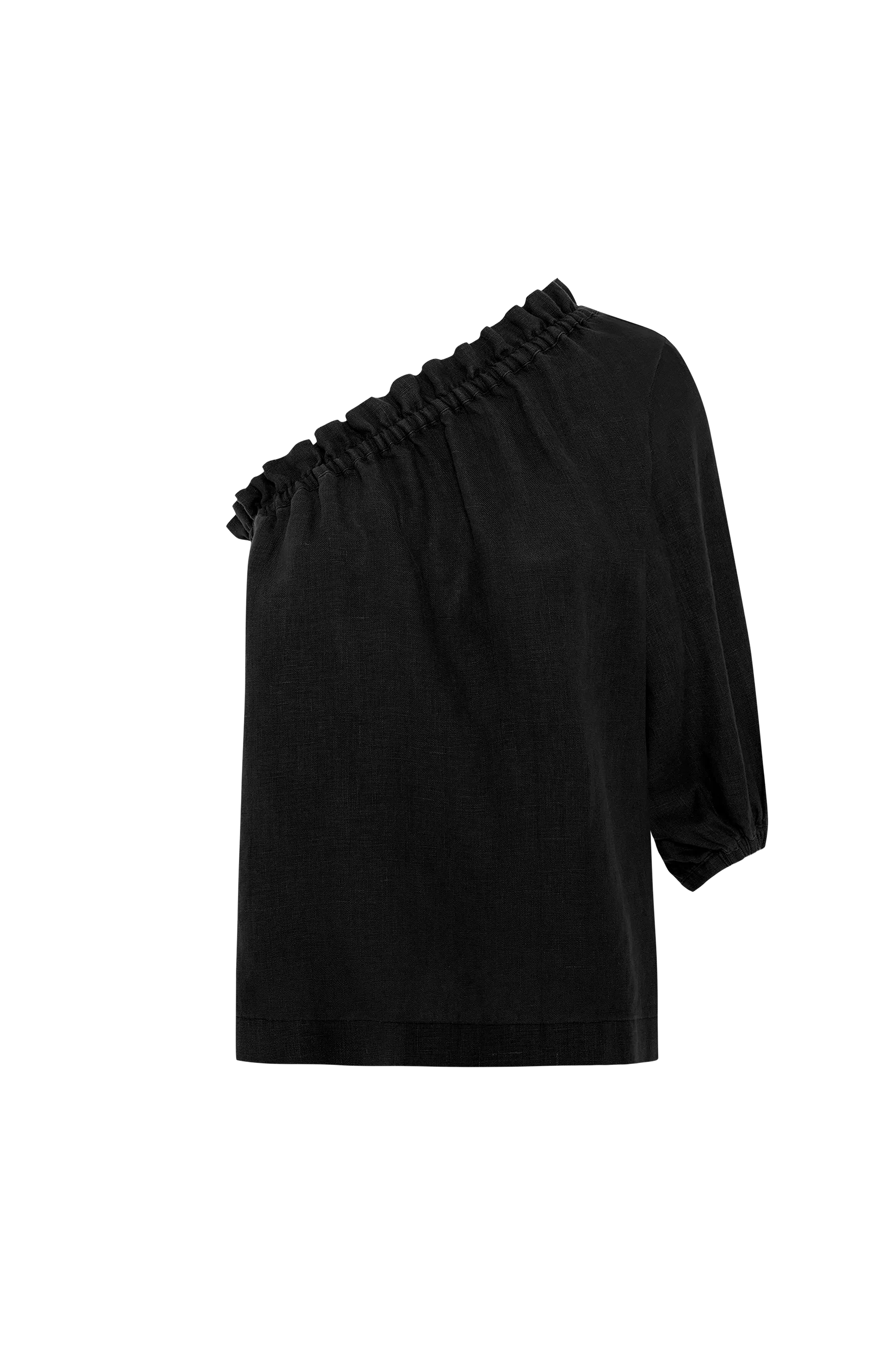 Luna Black Linen One Sleeve Top