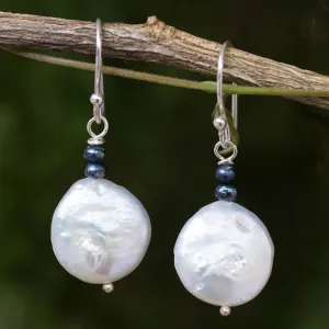 Lunar Horizon Dyed Pearl & Silver Dangle Earrings