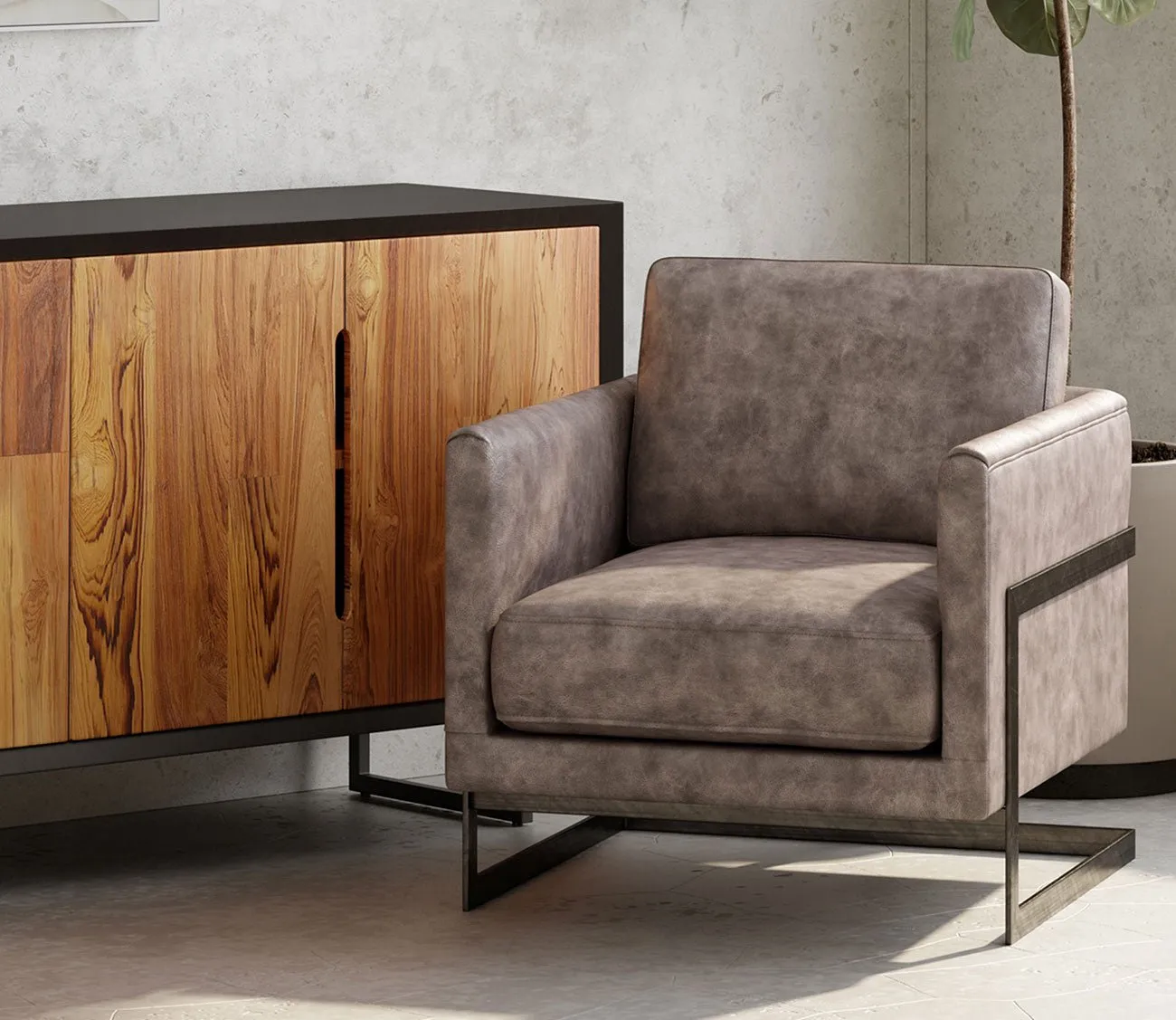 Moe's Furniture Luxley Iron Frame Upholstered Club Chair