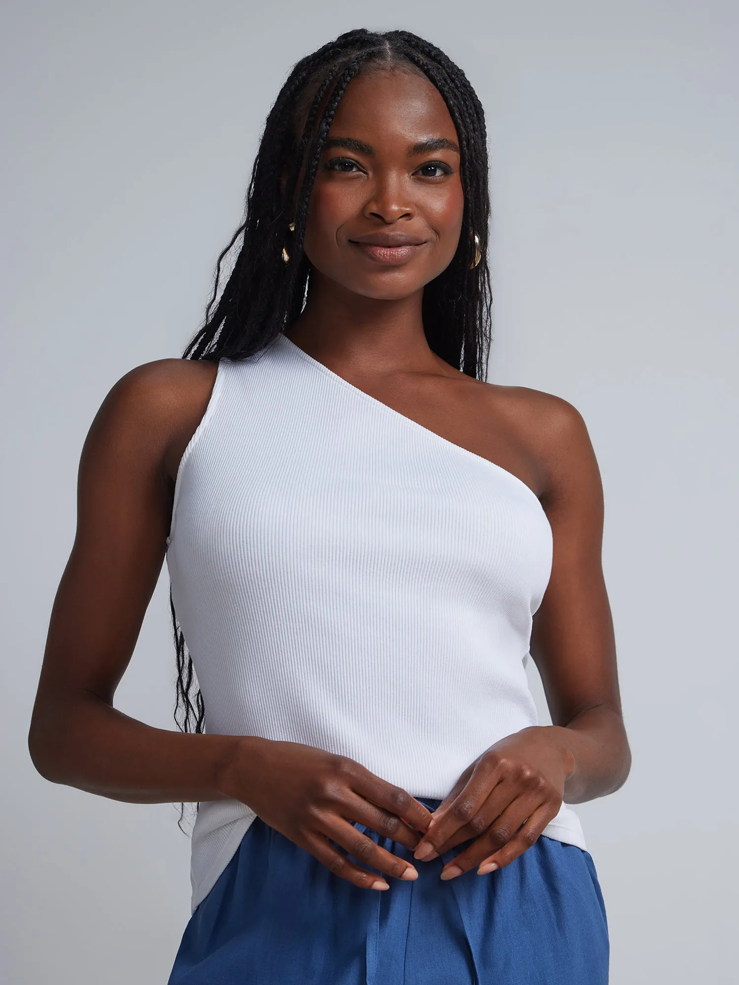 One-Shoulder Ribbed Tee