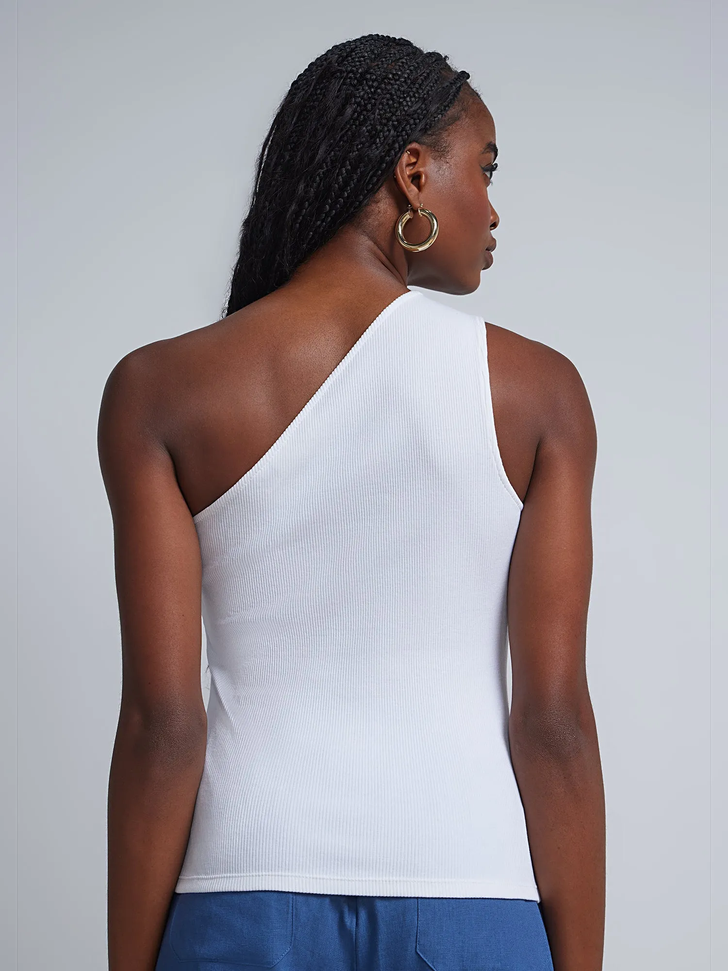 One-Shoulder Ribbed Tee