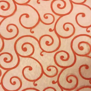 Orange Embroidered Swirl Decorative Organza