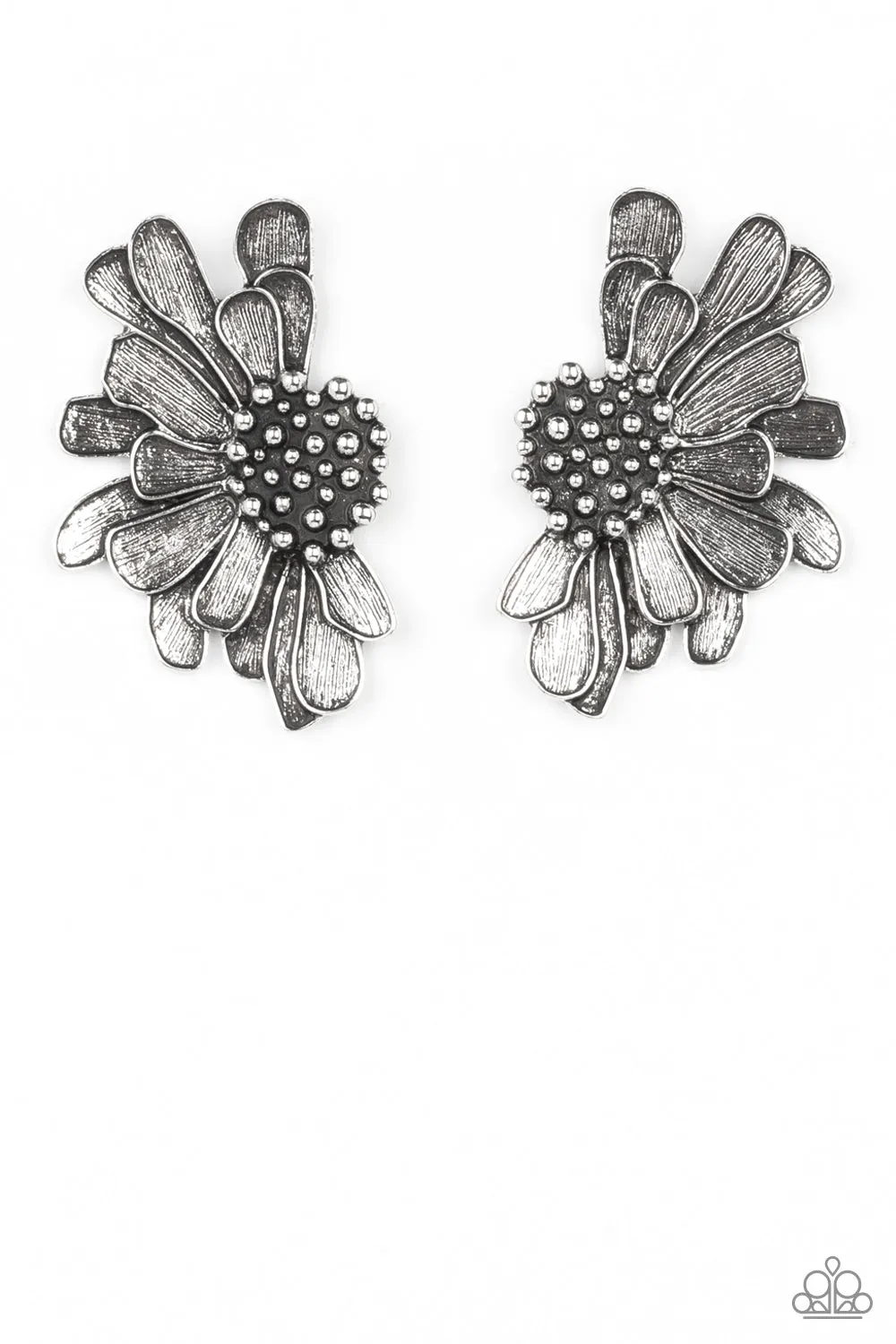 Paparazzi Farmstead Meadow - Silver Eaorrings - April 2022 Life Of The Party Exclusive