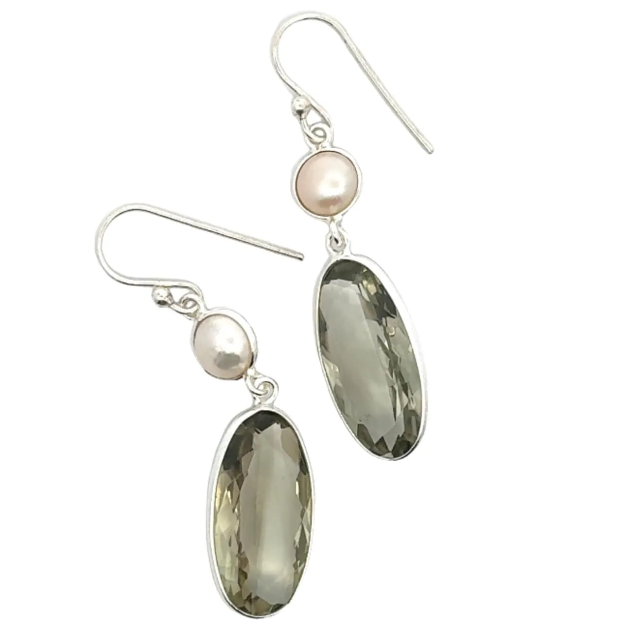 Prasiolite and Pearl Drops