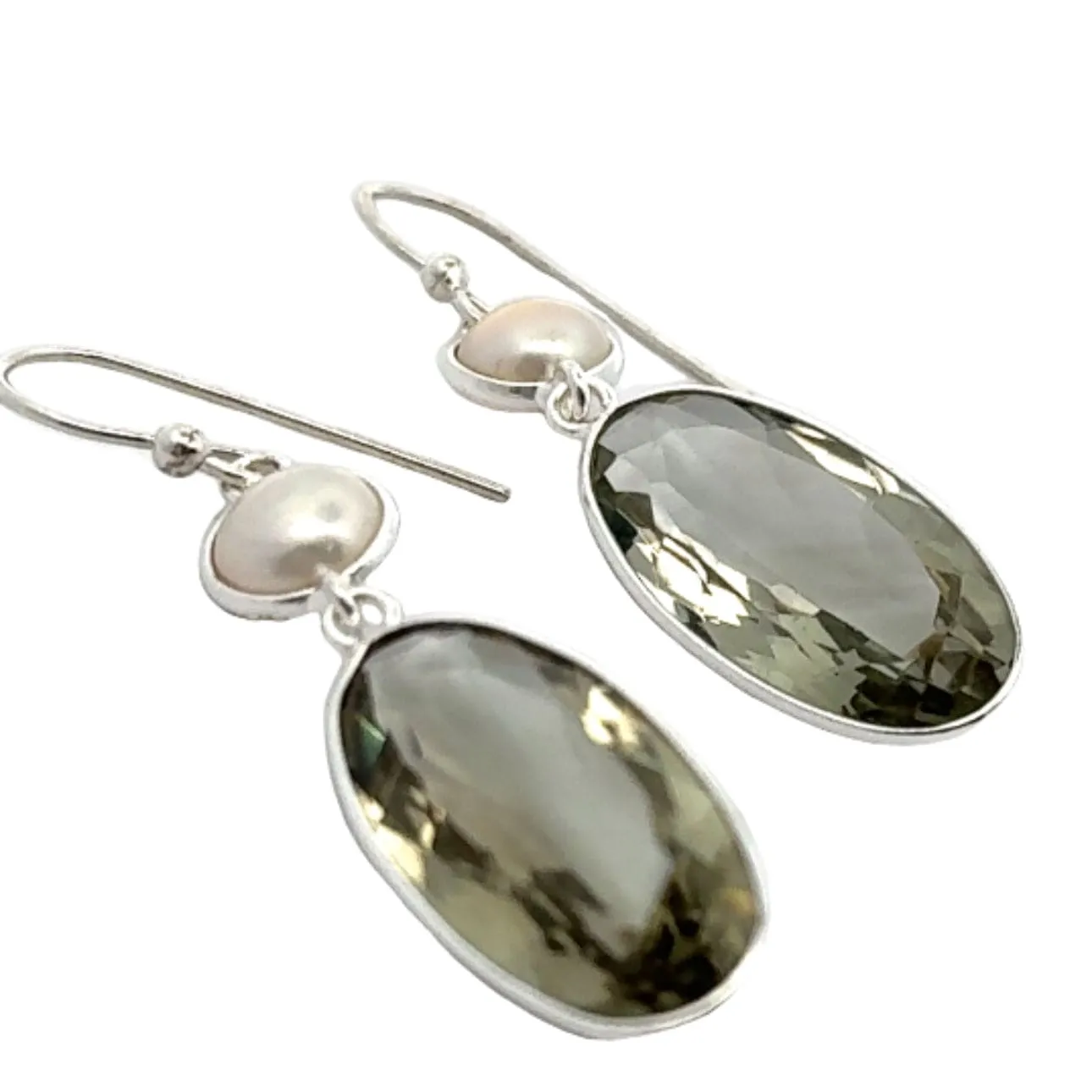 Prasiolite and Pearl Drops