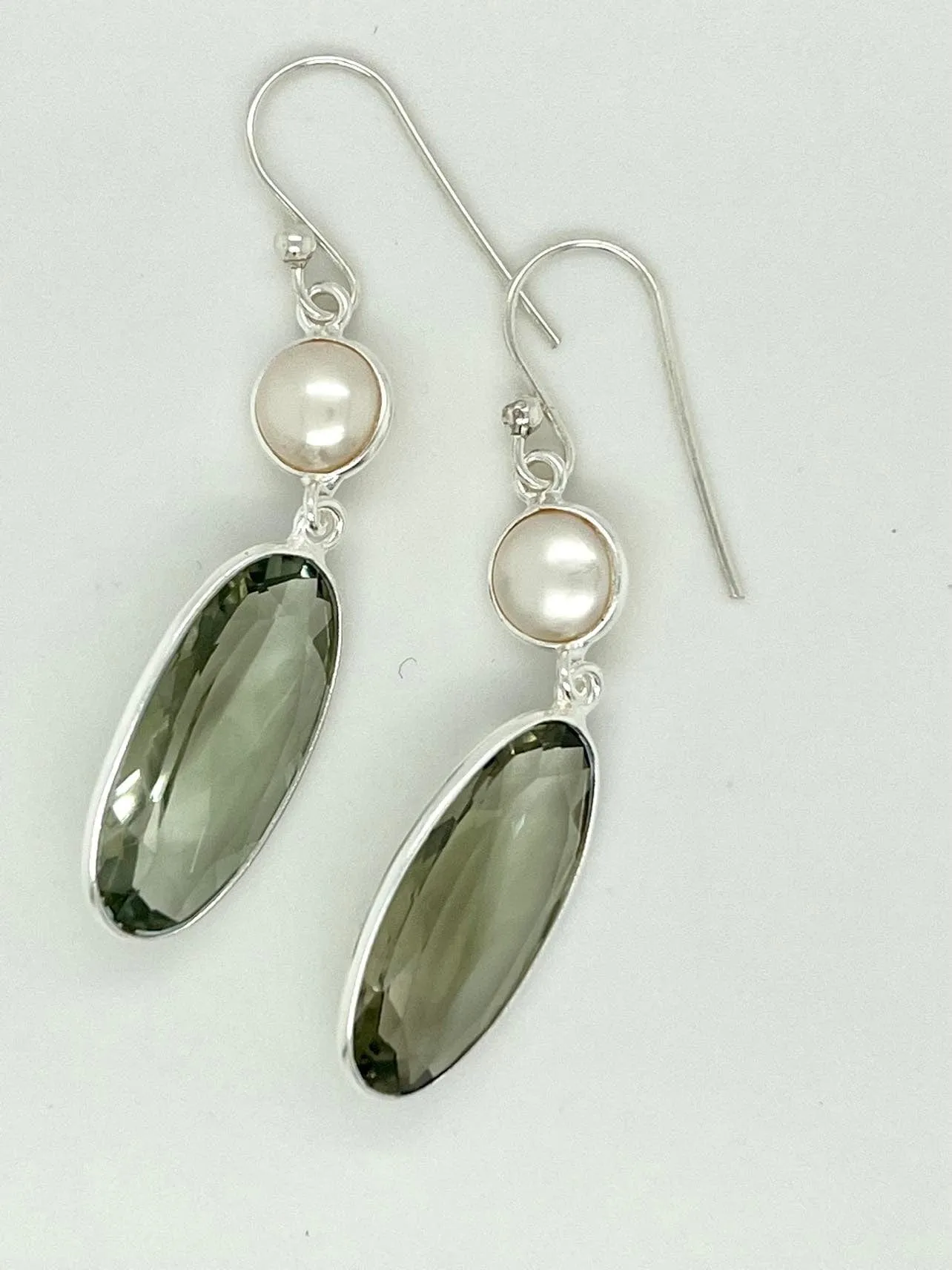 Prasiolite and Pearl Drops