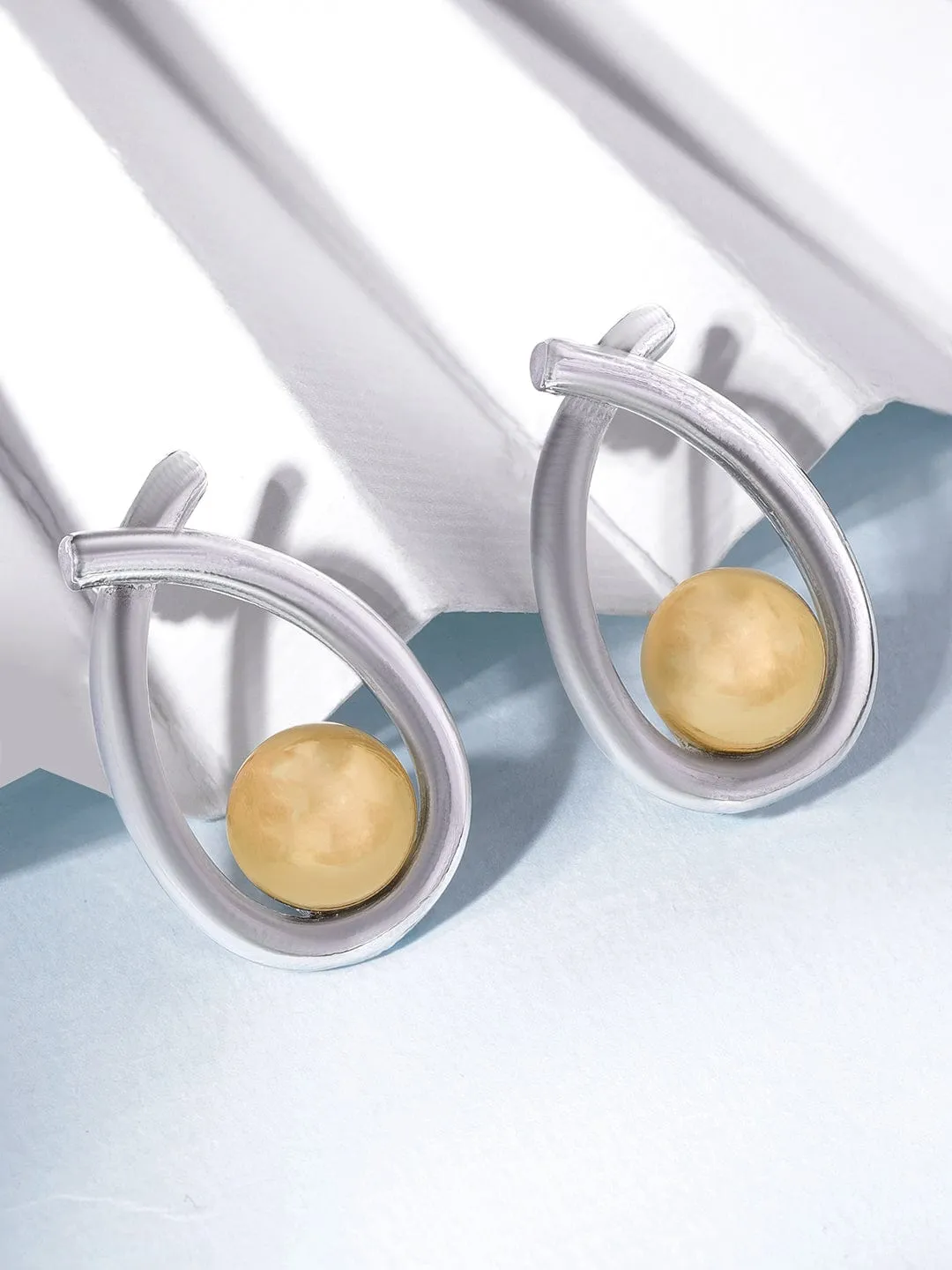 Rubans Voguish Dual toned Contemporary Ribbion wrap Stud Earring