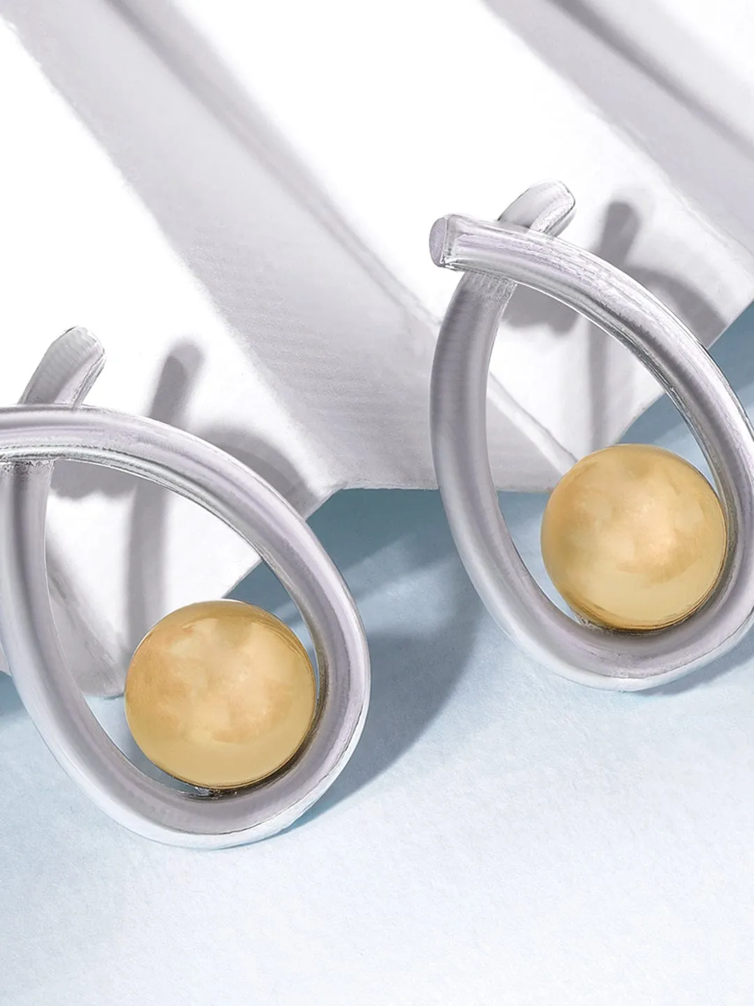 Rubans Voguish Dual toned Contemporary Ribbion wrap Stud Earring