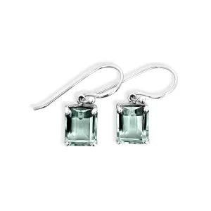 Sterling Silver Green Amethyst Claw Set Sheppard Hook Earrings