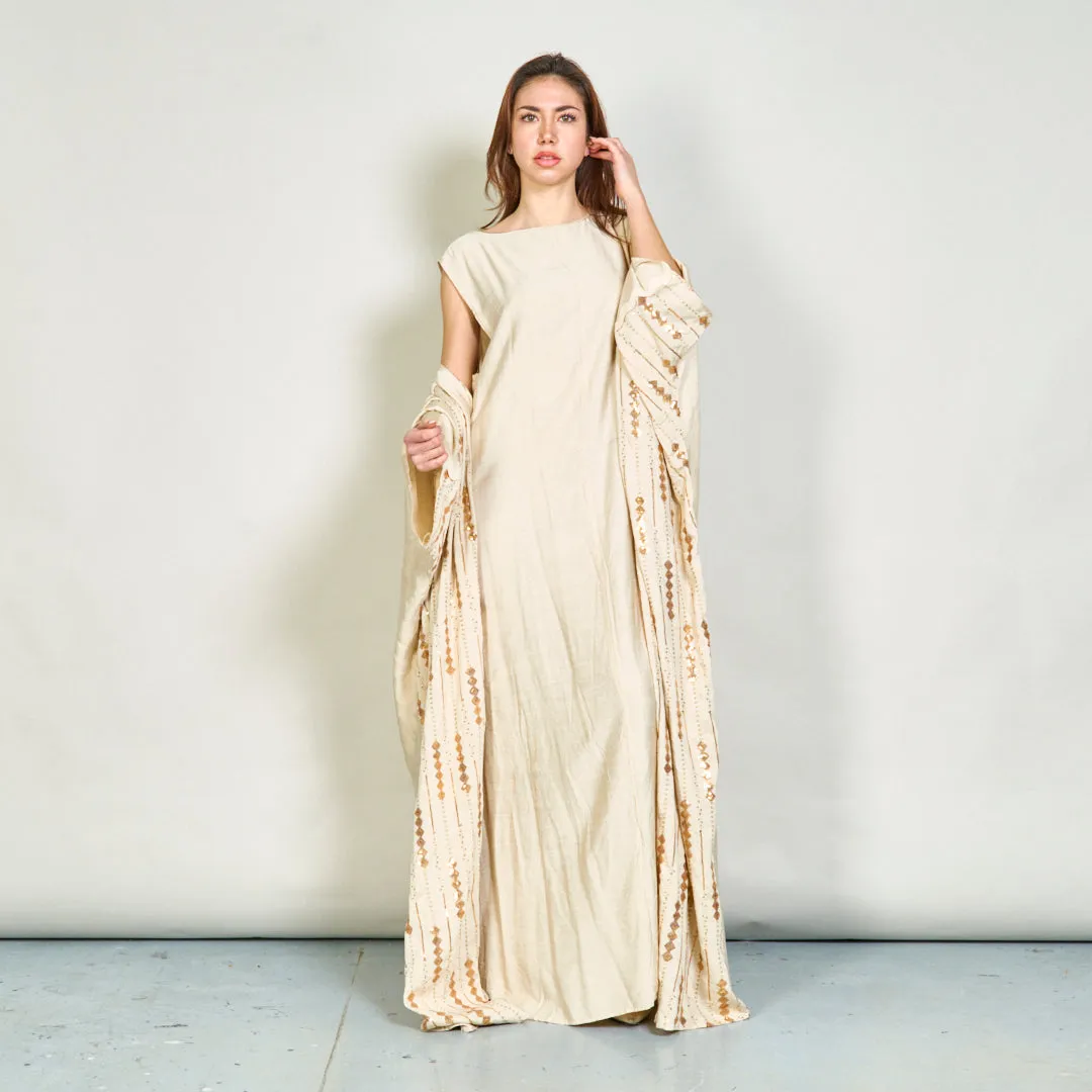 Two-piece maxi dress and embroidered kaftan set wholesale