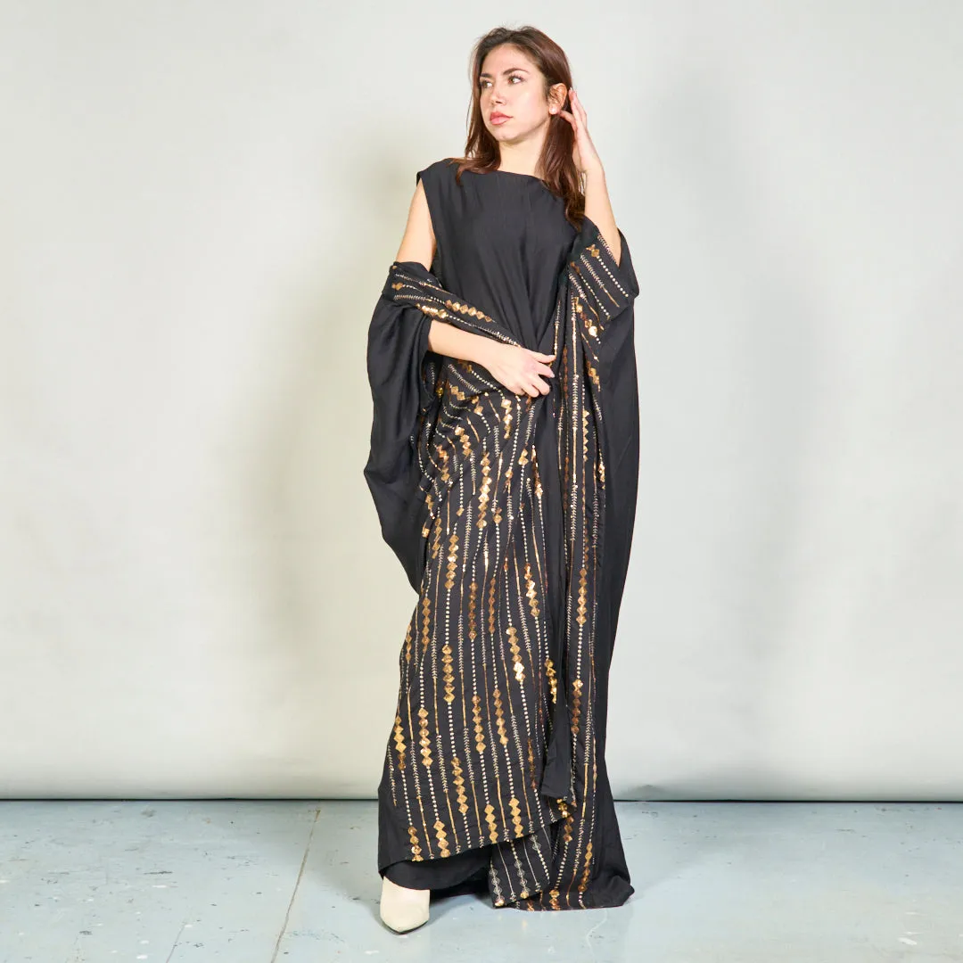 Two-piece maxi dress and embroidered kaftan set wholesale