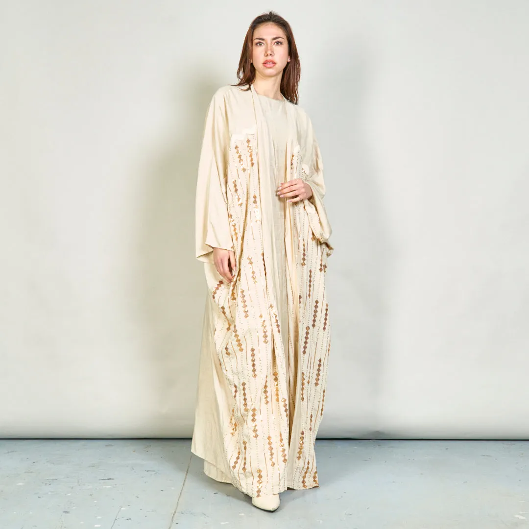 Two-piece maxi dress and embroidered kaftan set wholesale