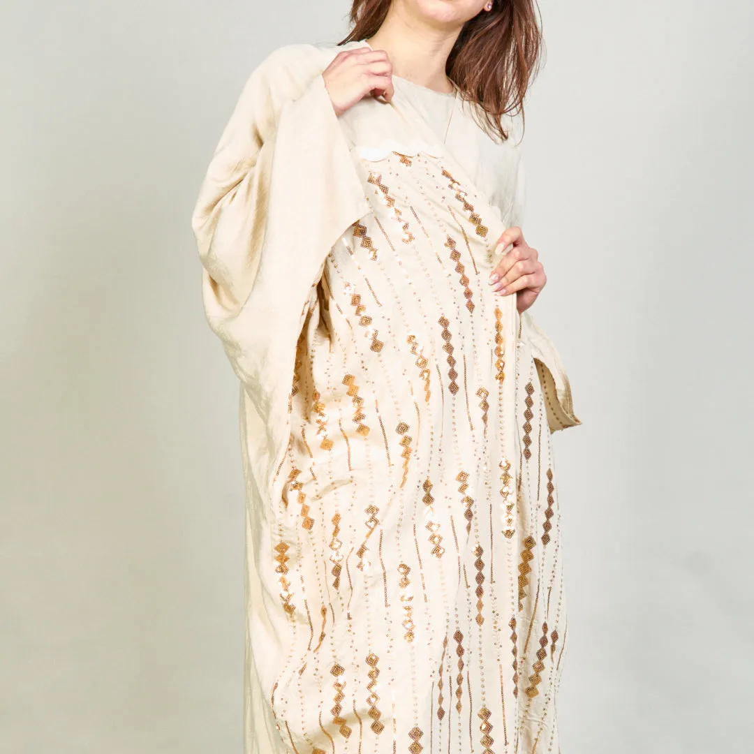 Two-piece maxi dress and embroidered kaftan set wholesale