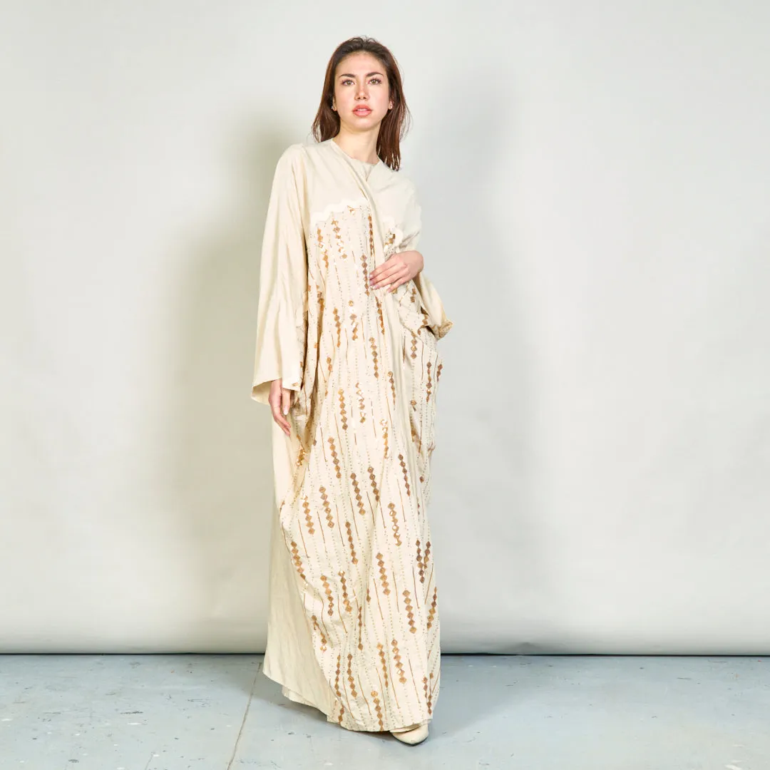 Two-piece maxi dress and embroidered kaftan set wholesale