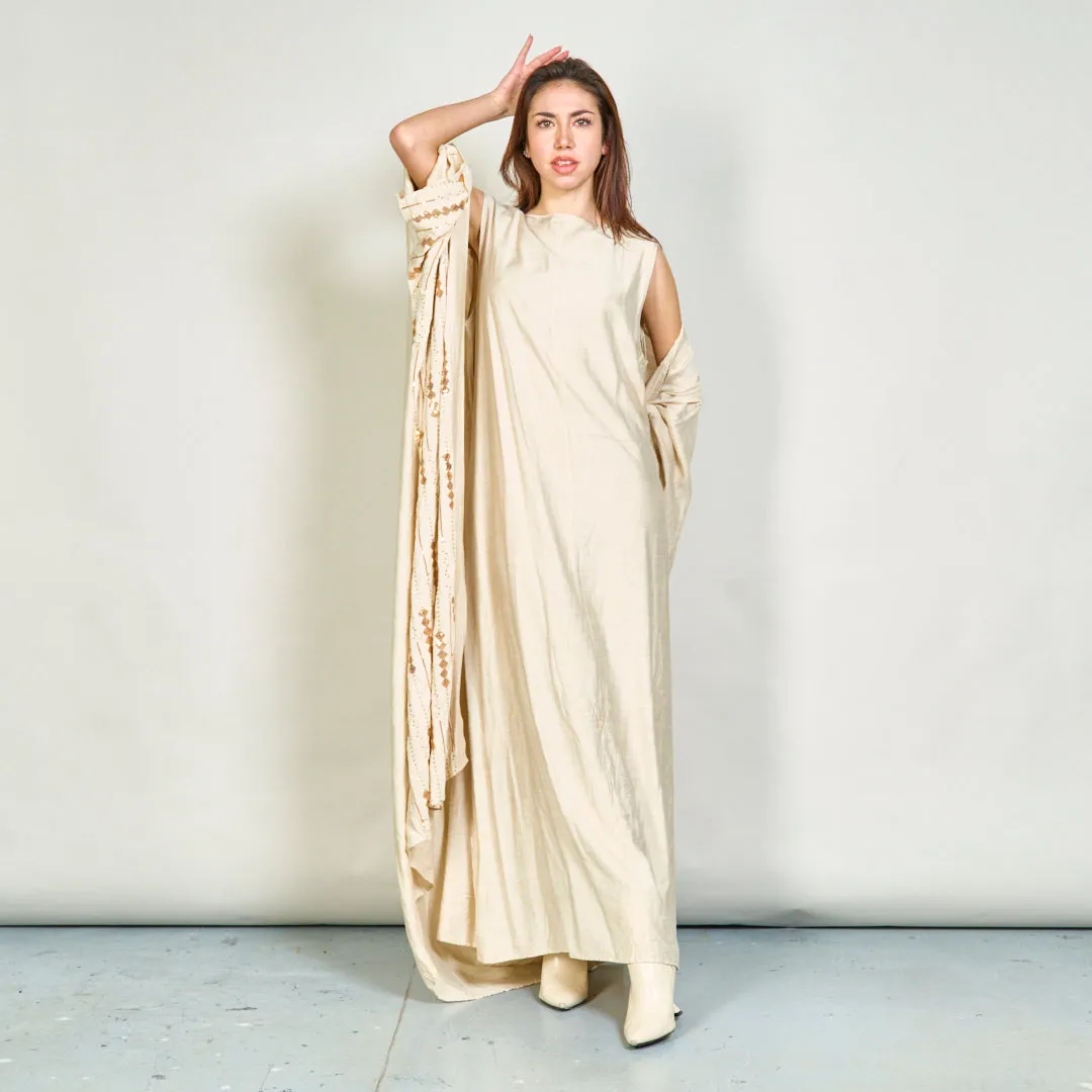 Two-piece maxi dress and embroidered kaftan set wholesale
