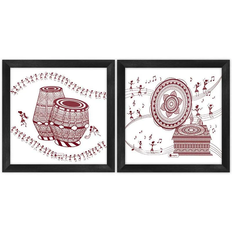 Warli Mandala Wall Art - Set Of Two