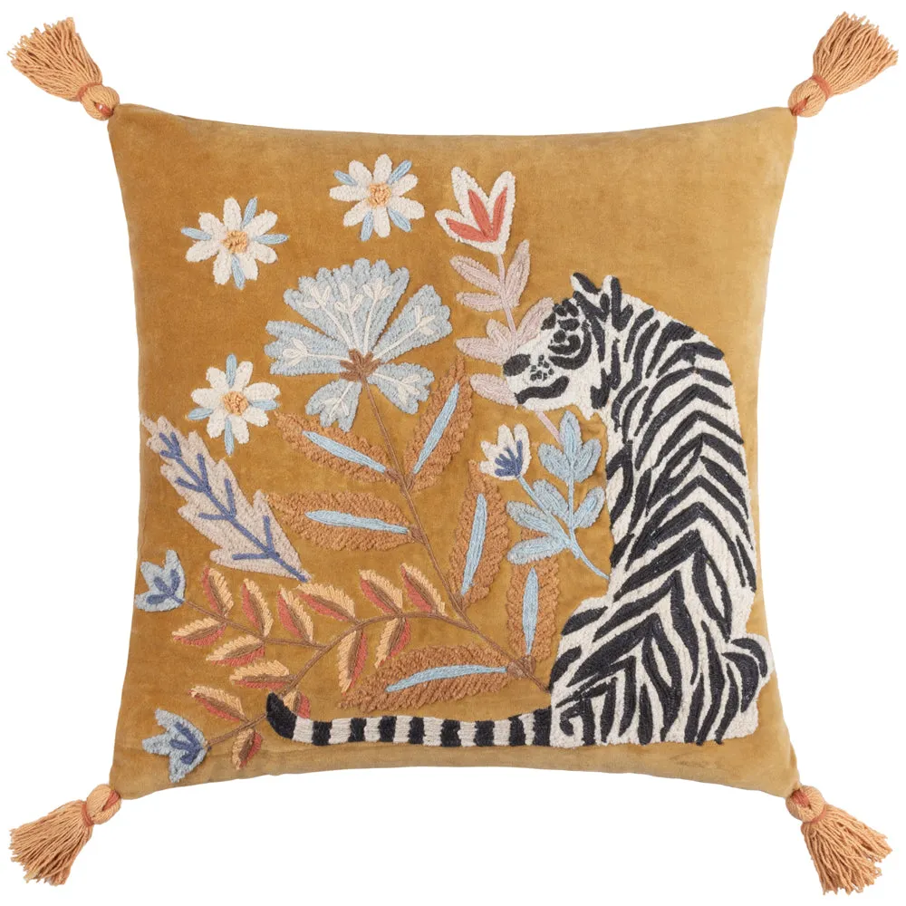 White Tiger Cushion Gold