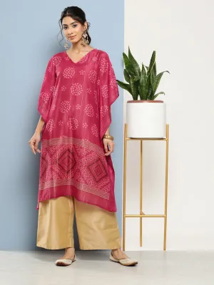 Women Pink Silk Blend Kurta