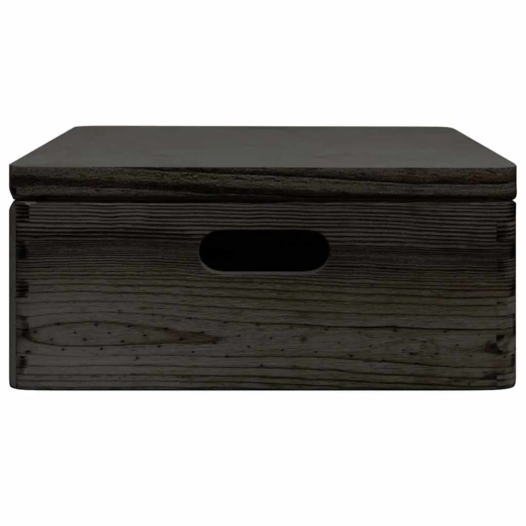 Wooden Box with Lid and Handles Black 40x30x13cm Solid Wood Pine